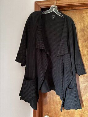 Focus Casual Langenlook Swing Waffle Jacket/Coat Sz Small Black